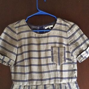 Navy and tan striped dress